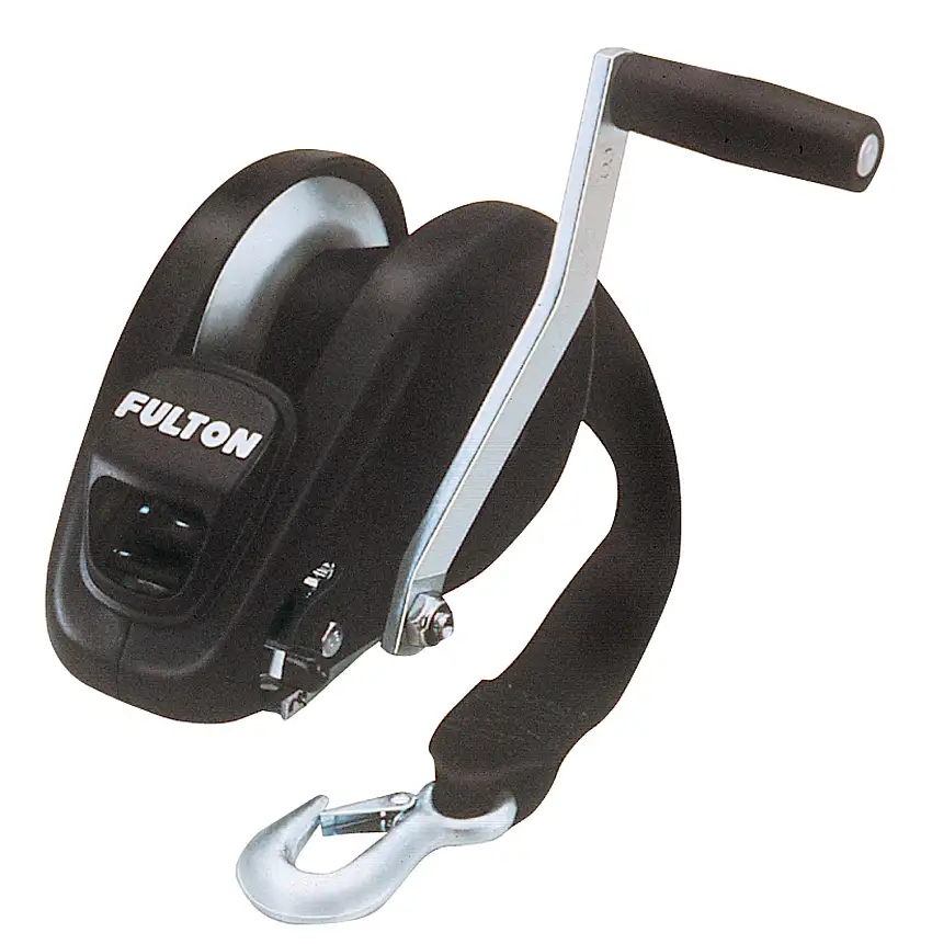 Fulton XLT 1,800 lb Marine Trailer Winch – Single-Speed, 20' Strap, 10" Handle | Corrosion-Resistant, ZMAX Finish