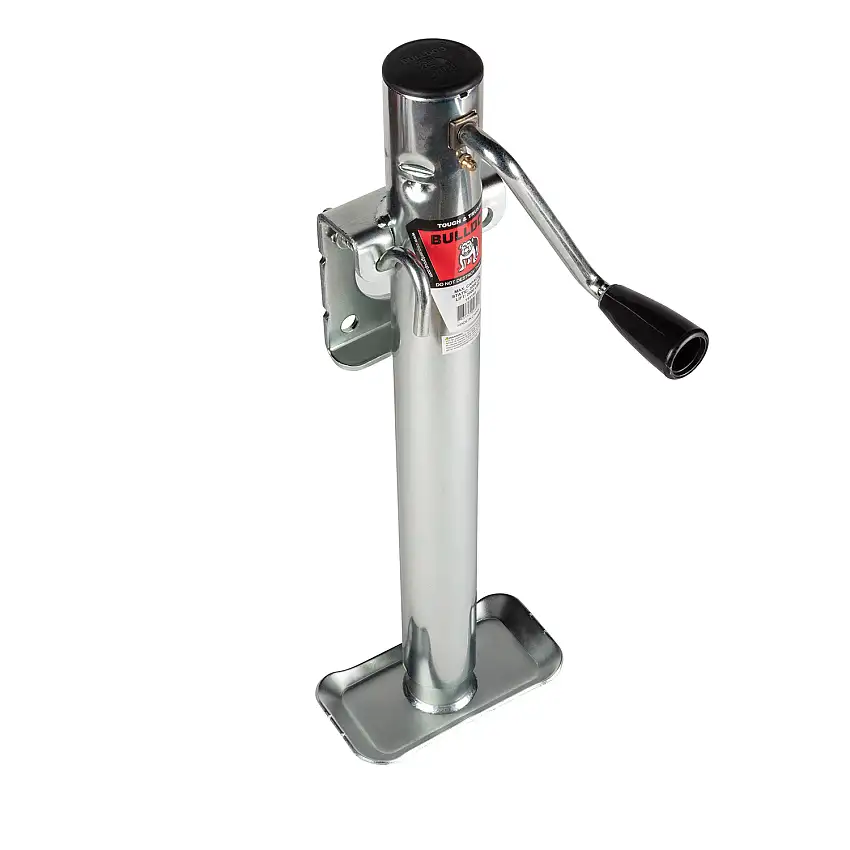 Bulldog Round Trailer Jack, Side Mount, 2,000 lbs. Lift Capacity, Side Wind, Weld-On, 15 in. Travel BD151110