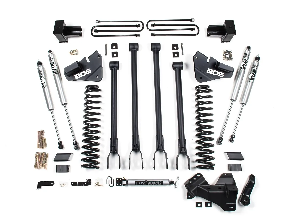 2017-2019 2-Leaf Ford F250 & F350 6.7L 4 inch 4-Link Suspension Lift Kit (NX2 Shocks) | 1537H