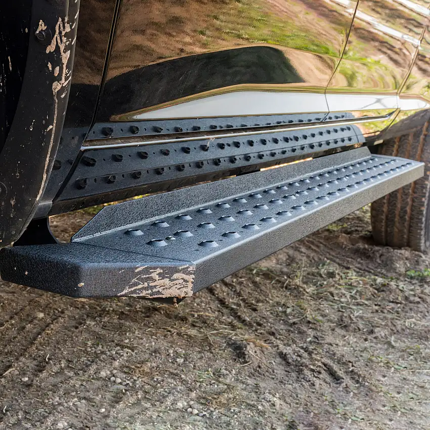 ARIES 2055529 RidgeStep Black Steel 6-1/2 x 53-Inch Truck Running Boards, Select Chevrolet Silverado, GMC Sierra 2500, 3500 HD