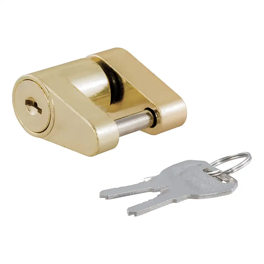 CURT Coupler Lock (1/4" Pin, 3/4" Latch Span, Padlock, Brass-Plated) Trailer Hitch Lock