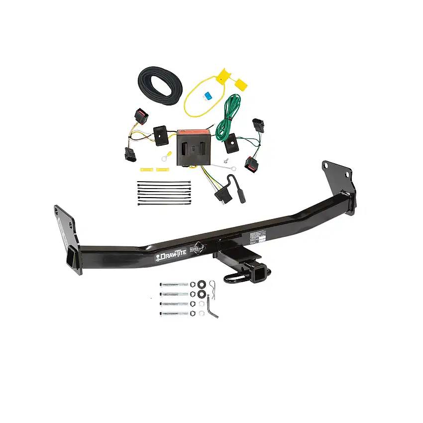 2008-2017 Jeep Patriot Draw-tite Class 2 Trailer Hitch, 1-1/4 Inch Square Receiver Bundle w/ Plug-n-Play T-One Wiring Harness