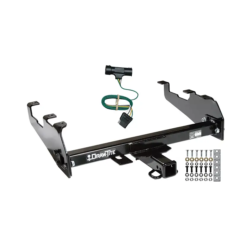 1975-1978 GMC K15 w/Deep Drop Bumper Draw-tite Class 3 Trailer Hitch, 2 Inch Square Receiver Bundle w/ Plug-n-Play T-One Wiring Harness