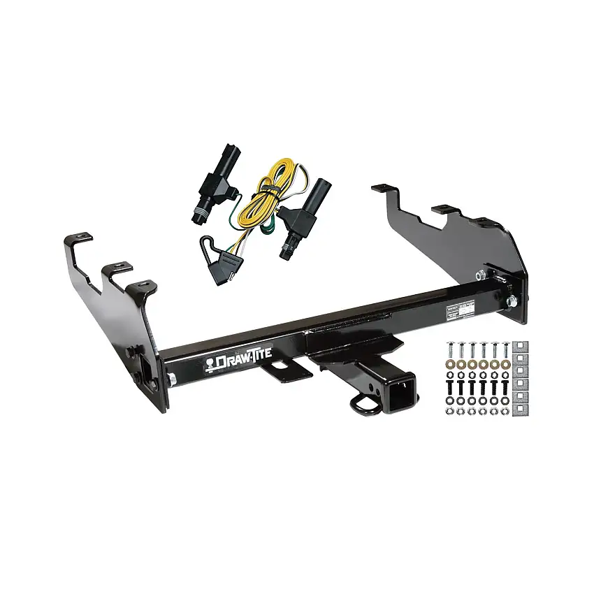 1986-1989 Dodge W100 w/Deep Drop Bumper Draw-tite Class 3 Trailer Hitch, 2 Inch Square Receiver Bundle w/ Plug-n-Play T-One Wiring Harness