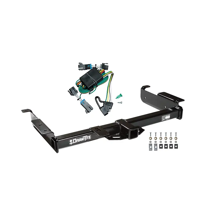 2000-2002 Chevrolet Express 2500 Draw-tite Class 4 Trailer Hitch, 2 Inch Square Receiver Bundle w/ Plug-n-Play T-One Wiring Harness