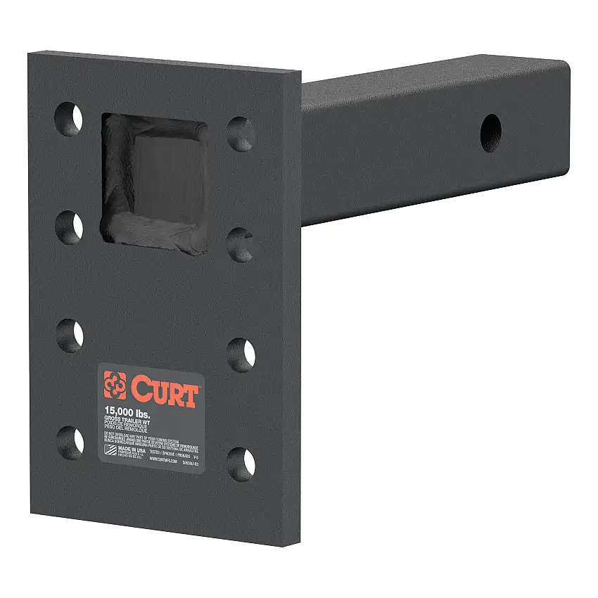 CURT Adjustable Pintle Mount (2" Shank, 15,000 lbs., 7" High, 8" Long) Trailer Hitch Pintle Hook Mount
