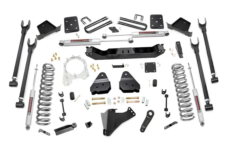2017-2019 Ford F250 & F350 4WD Rough Country 6 inch 4-Link Suspension Lift Kit (For Models Without Rear Factory Overload Springs) | 52620