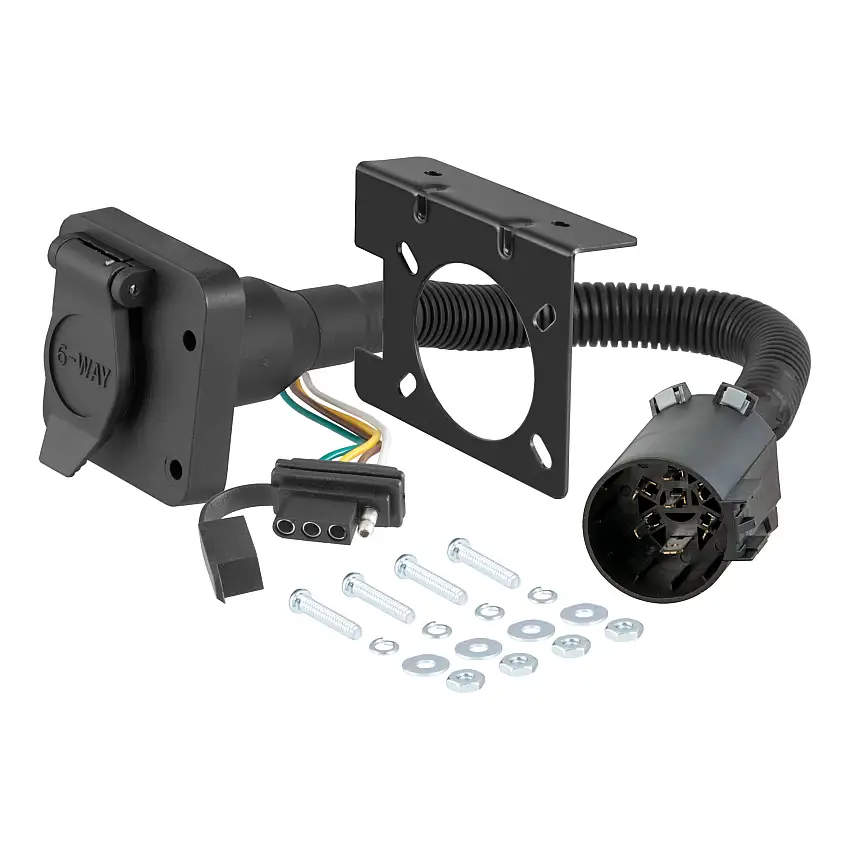 CURT Dual-Output 6 & 4-Way Connector (Plugs into USCAR) Trailer Wiring Adapter Connector