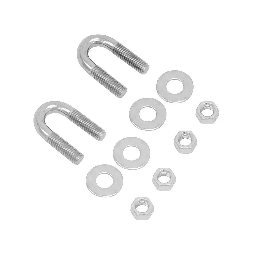 Reese Replacement Part, U-Bolt Package for Attaching Chain to Spring Bar (4 - Flat Washers 3/8 in., 4 - Locknuts 3/8 in. -16 Grade 2 & 2 - U-bolts 3/8 in.)