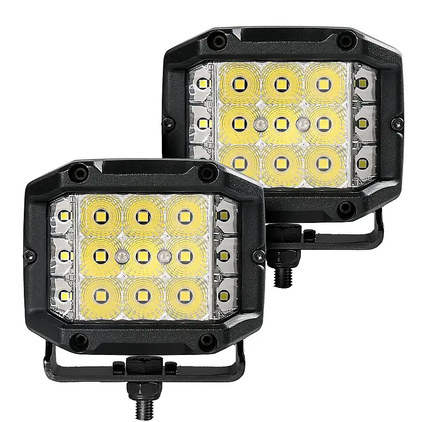 Go Rhino 750300323FCS Bright Series - SIDELINE 4x3 LED Flood Lights, Pair