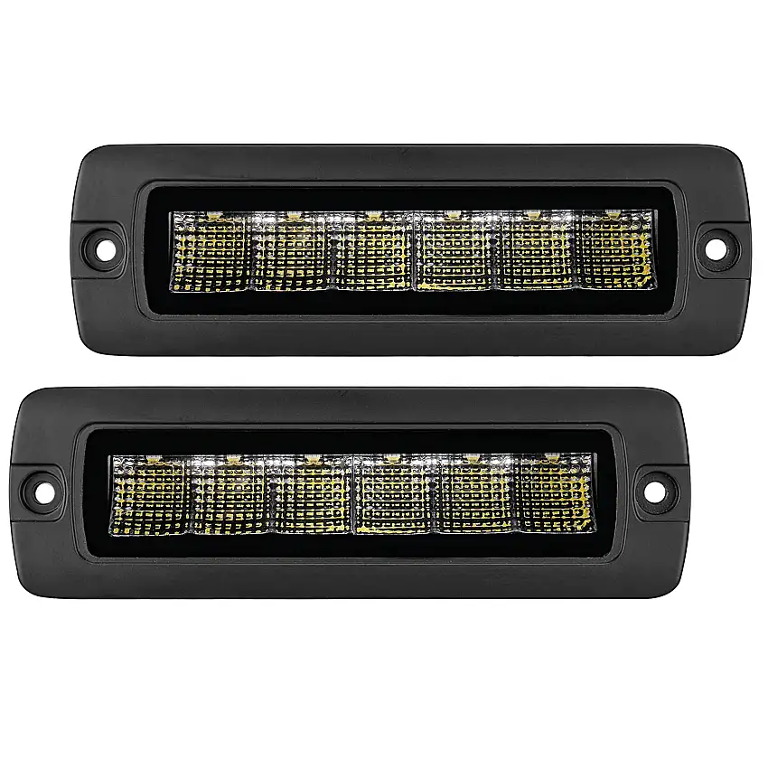 Go Rhino 750300621FBF Blackout Series - SIXLINE 6-LED Flood Lights with Flush Mount, Pair