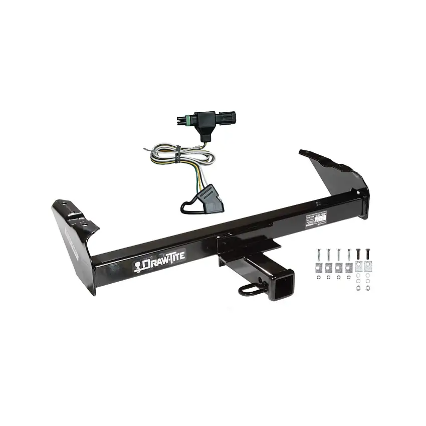 1985-1986 GMC K3500 Draw-tite Class 3 Trailer Hitch, 2 Inch Square Receiver Bundle w/ Plug-n-Play T-One Wiring Harness