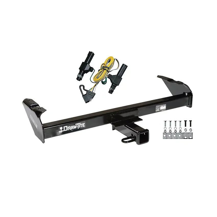 1986-1993 Dodge W250 Draw-tite Class 3 Trailer Hitch, 2 Inch Square Receiver Bundle w/ Plug-n-Play T-One Wiring Harness