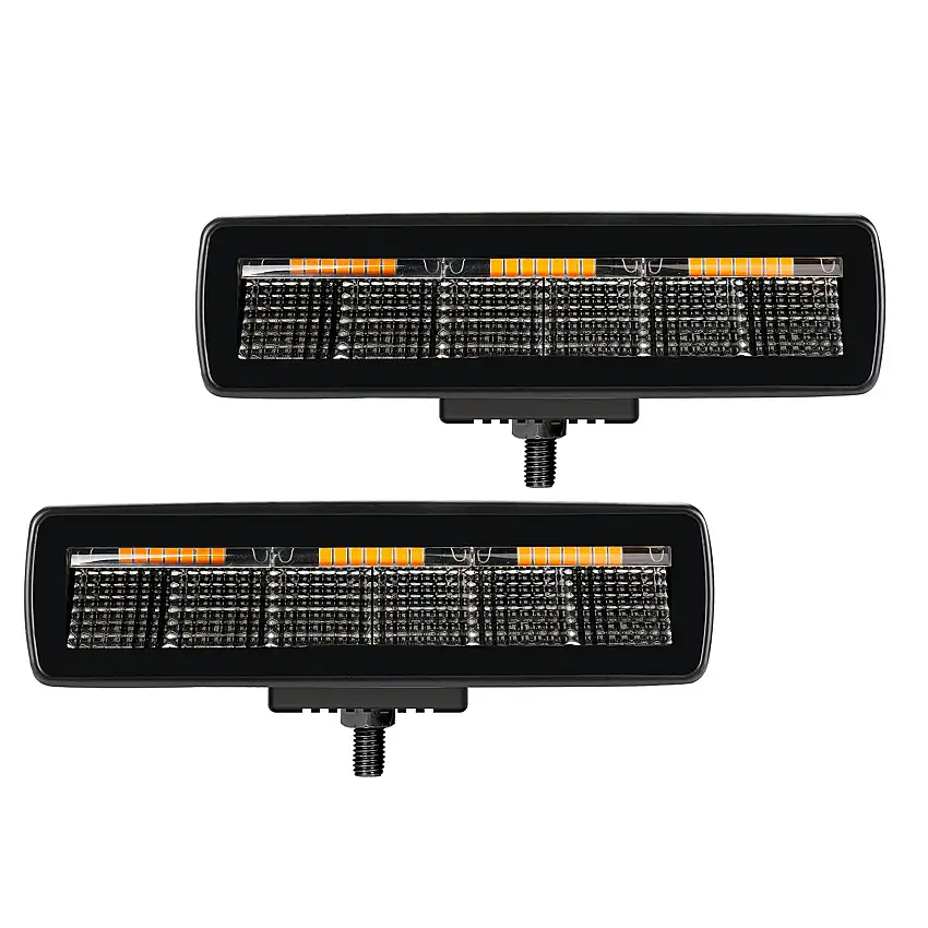 Go Rhino 750600622FBS Blackout Combo Series - SIXLINE 6-LED Flood Light Pods, Pair, w/Amber LEDs