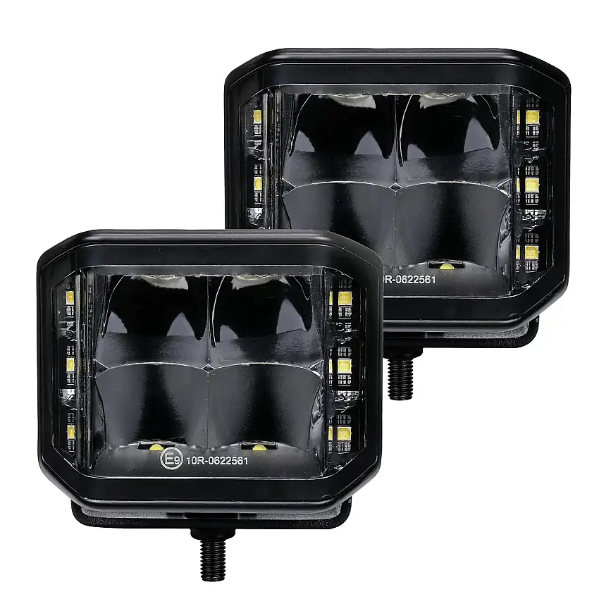 Go Rhino 750700321SCS Blackout Series - SIDELINE 4x3 LED Cube Spot Lights, Pair
