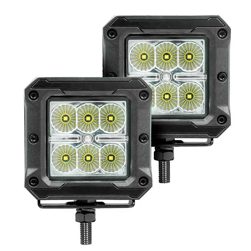 Go Rhino 751803023FCS Bright Series - 3x3 Cube LED Flood Lights, Pair