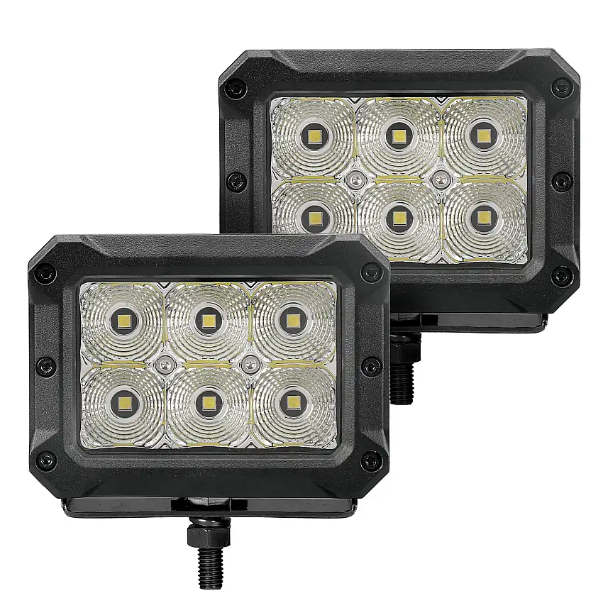 Go Rhino 753003023FBS Bright Series - 4x3 Rectangular LED Flood Lights, Pair