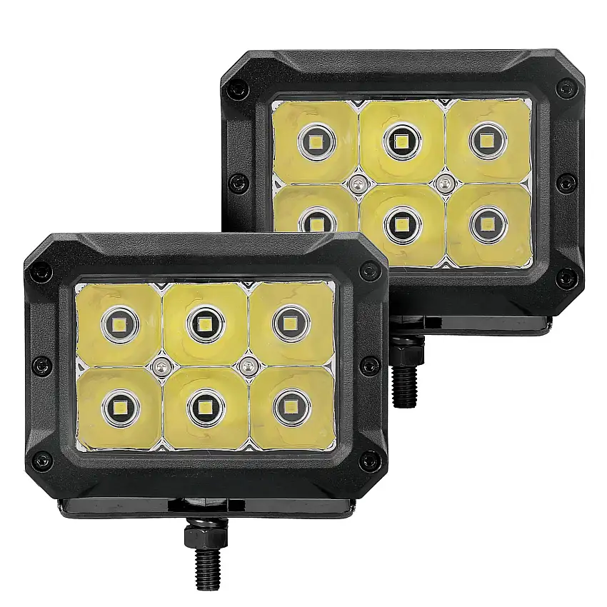 Go Rhino 753003023SBS Bright Series - 4x3 Rectangular LED Spot Lights, Pair