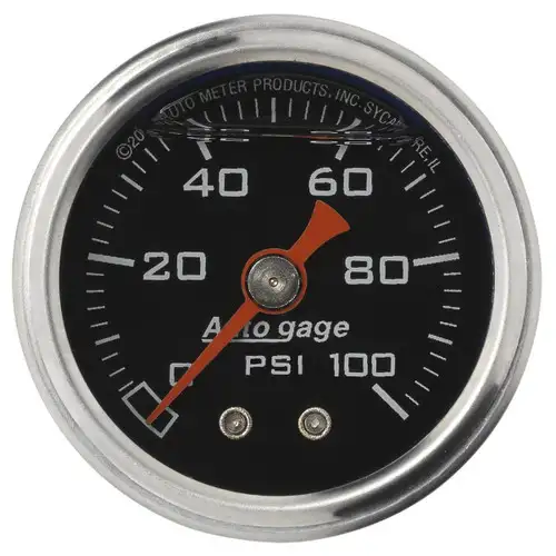 AutoMeter GAUGE, PRESS, 1.5" DIRECT MNT, 100PSI, LIQUID FILLED MECH, BLK, 1/8" NPTF MALE 2174