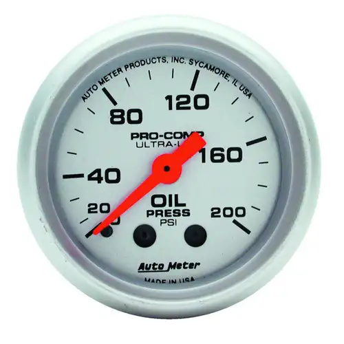 AutoMeter GAUGE, OIL PRESSURE, 2 1/16", 200PSI, MECHANICAL, ULTRA-LITE 4322
