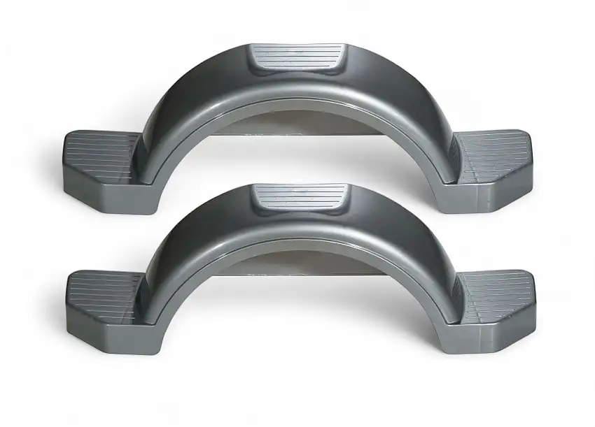 Set of 2, Fulton 13 in. Top & Side Step Silver Trailer Fender 008593
