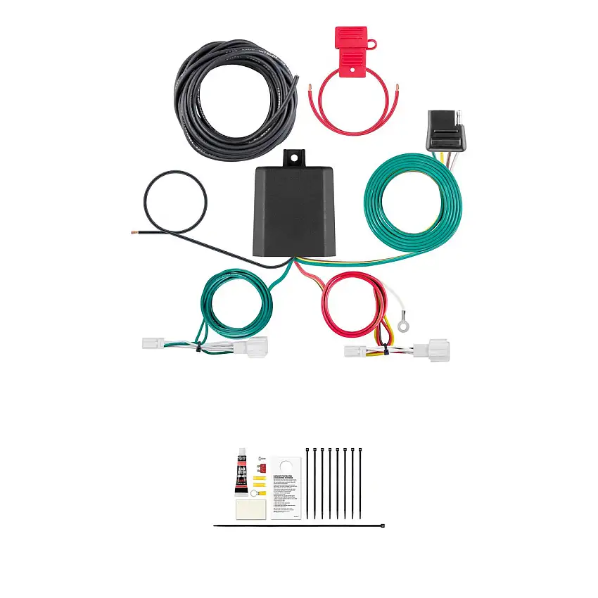 CURT Custom Wiring Harness, 4-Way Flat Output, Select Mitsubishi Outlander Sport Trailer Connector Kit