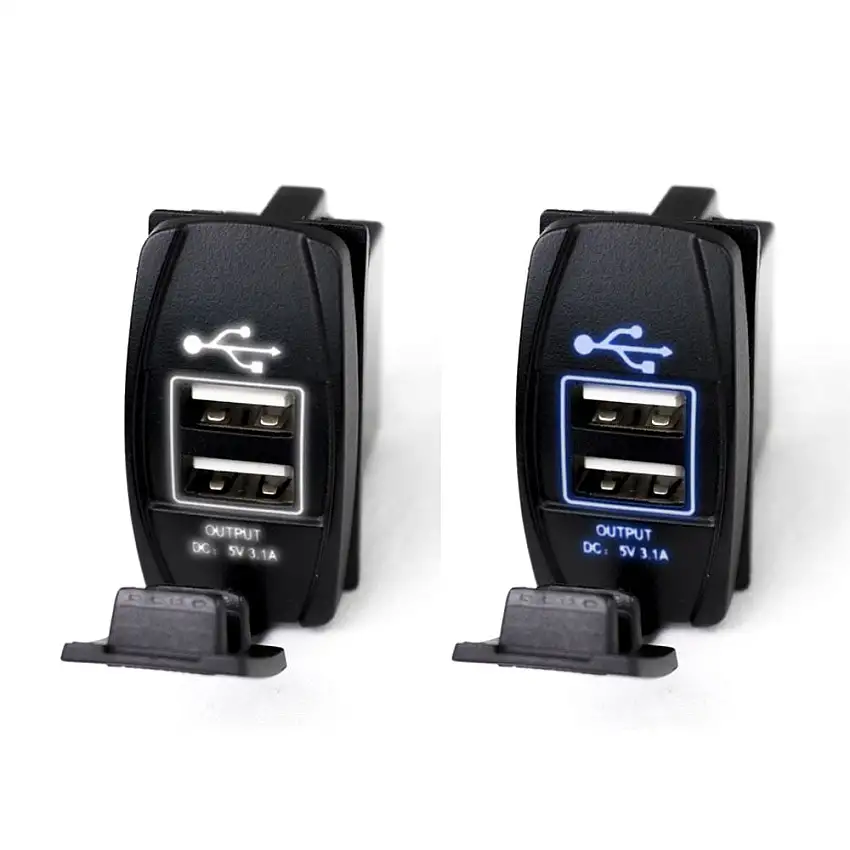 Race Sport Lighting 2-Port LED Rocker Switch USB Charge Panel