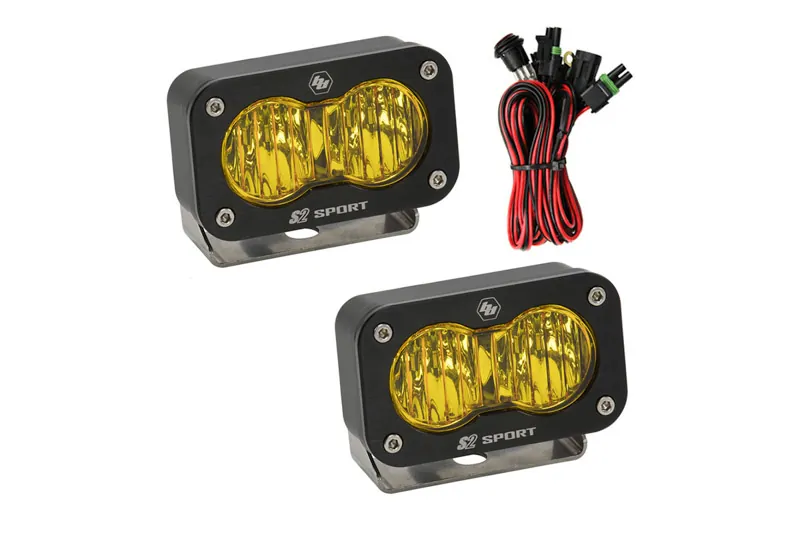 Baja Designs S2 Sport Amber Wide Cornering Beam Off-Road LED Light Pair Package 54-7815