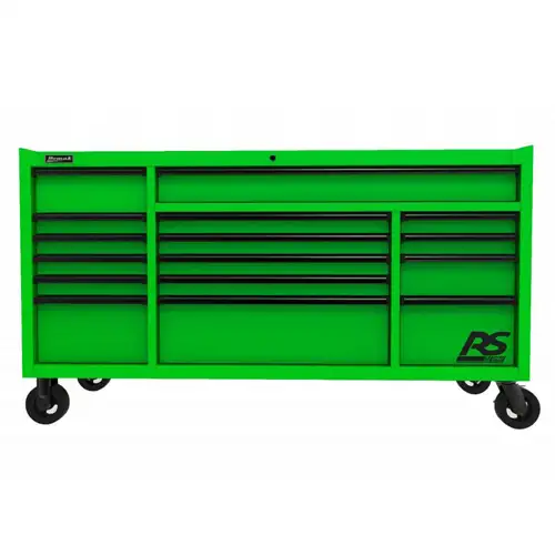 RS Pro Roller Tool Cabinet, 16 Drawers, 72" W x 24" D x 40-3/8" H, Green