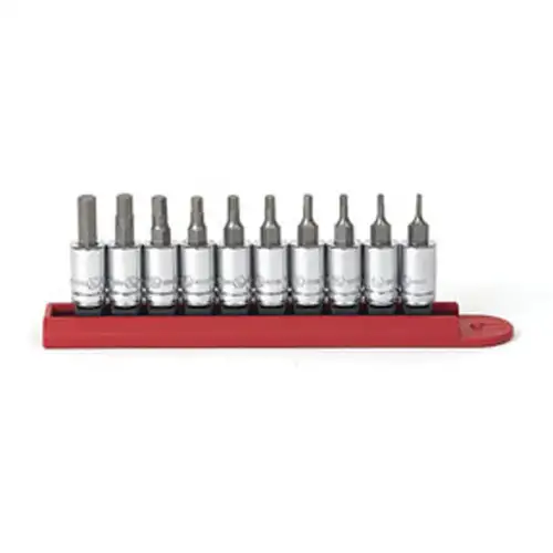 10 Pc Hex Bit Socket Set SAE 1/4 Inch Drive