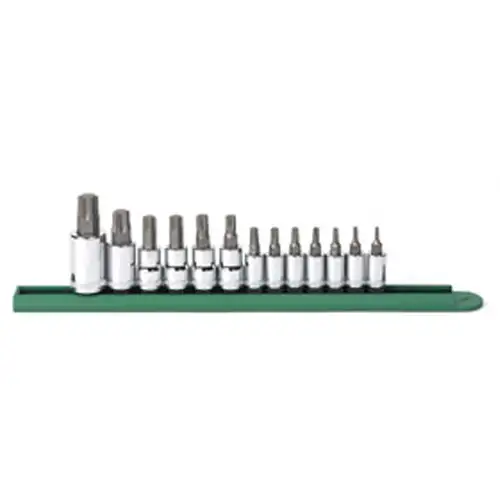 1/4, 3/8, 1/2 Inch 13 Pc Torx Press Fit Bit Set