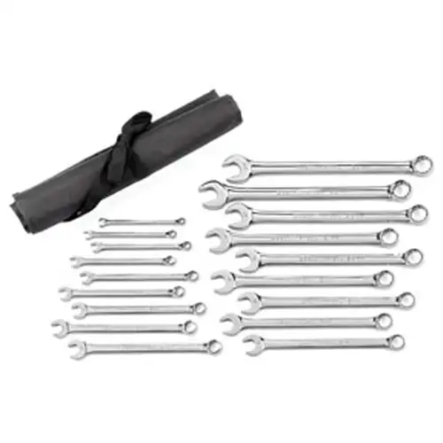 18 Pc Combinationination Non-Ratcheting Wrench Set Metric