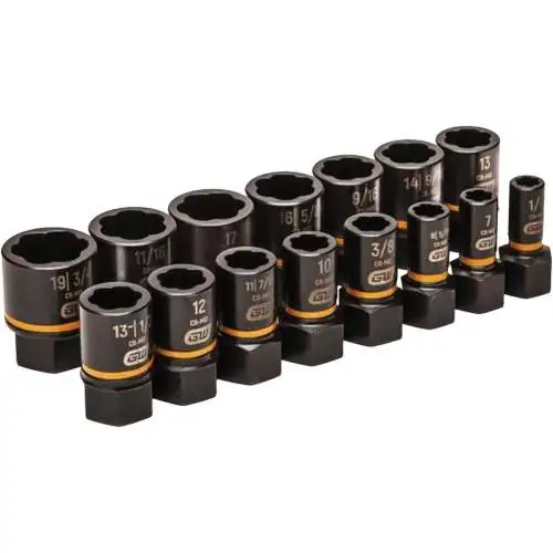 15 Piece 1/4" & 3/8" Drive Bolt Biter™ Impact Extraction Socket Set