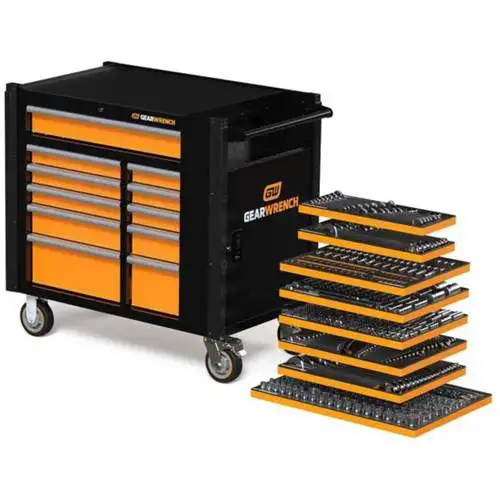 MEGAMOD Master Mechanics Hand Tool Set with Modular Foam Trays and Mobile Work Station