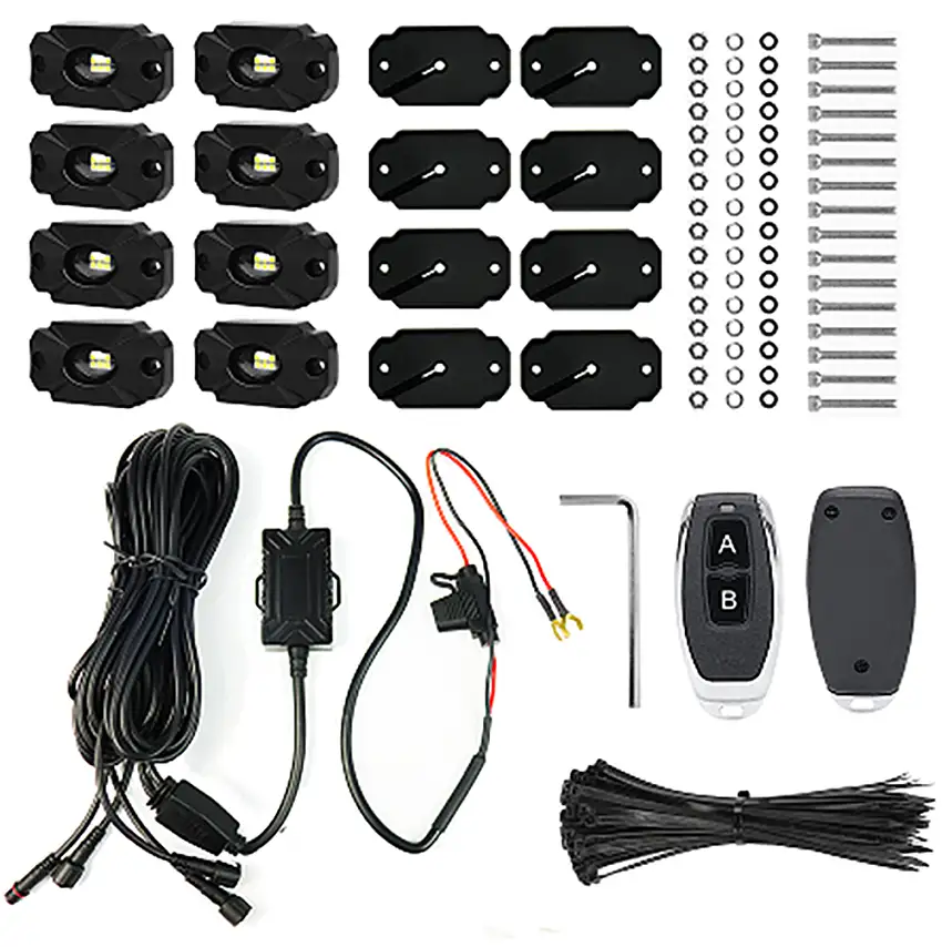 Race Sport Lighting Ultra Bright White LED Rock Crawler Light Kit with Fade / Strobe Patterns