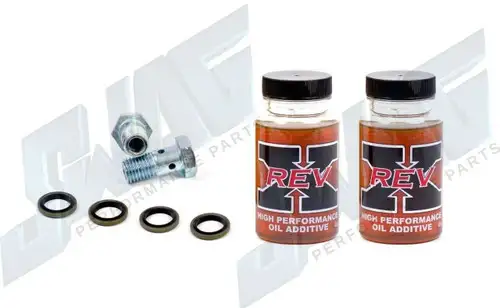 REV X Oil Treatment (2) 4 oz & 6.0L Powerstroke Turbo Diesel w/ Banjo Bolts