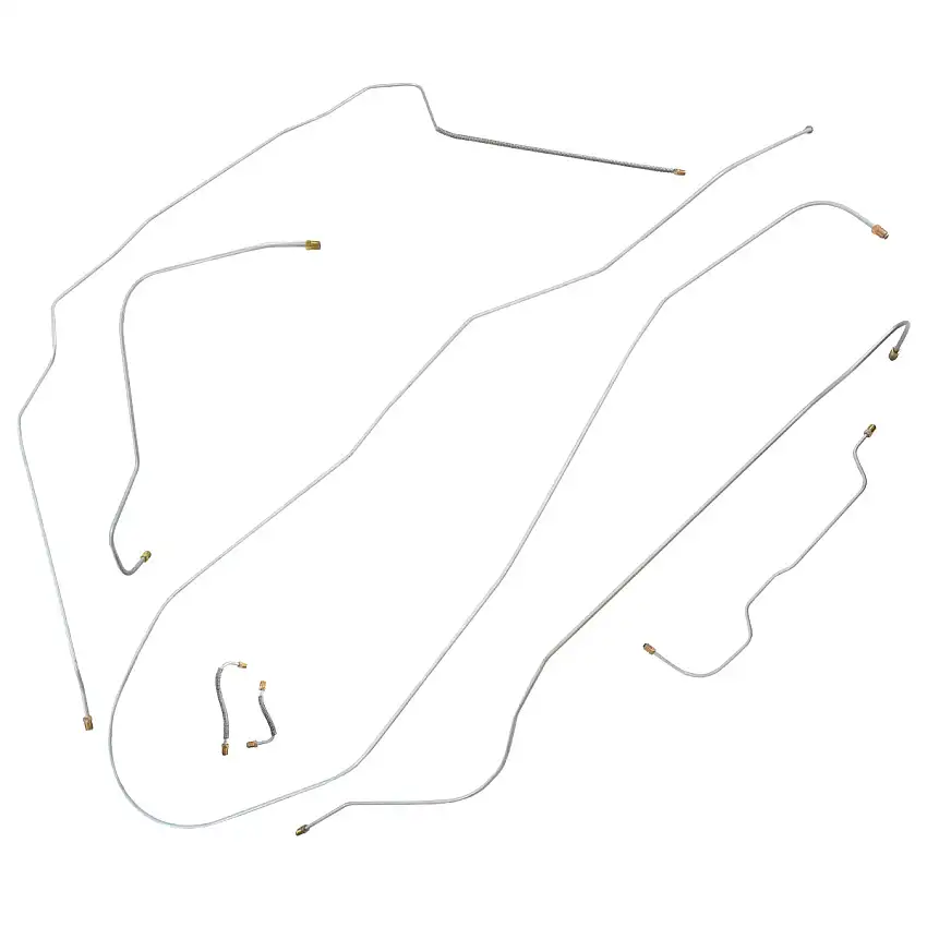 1954 Chevrolet Corvette w/3/16" Front Crossover Manual Drum Complete Brake Line Kit 7pc, Stainless