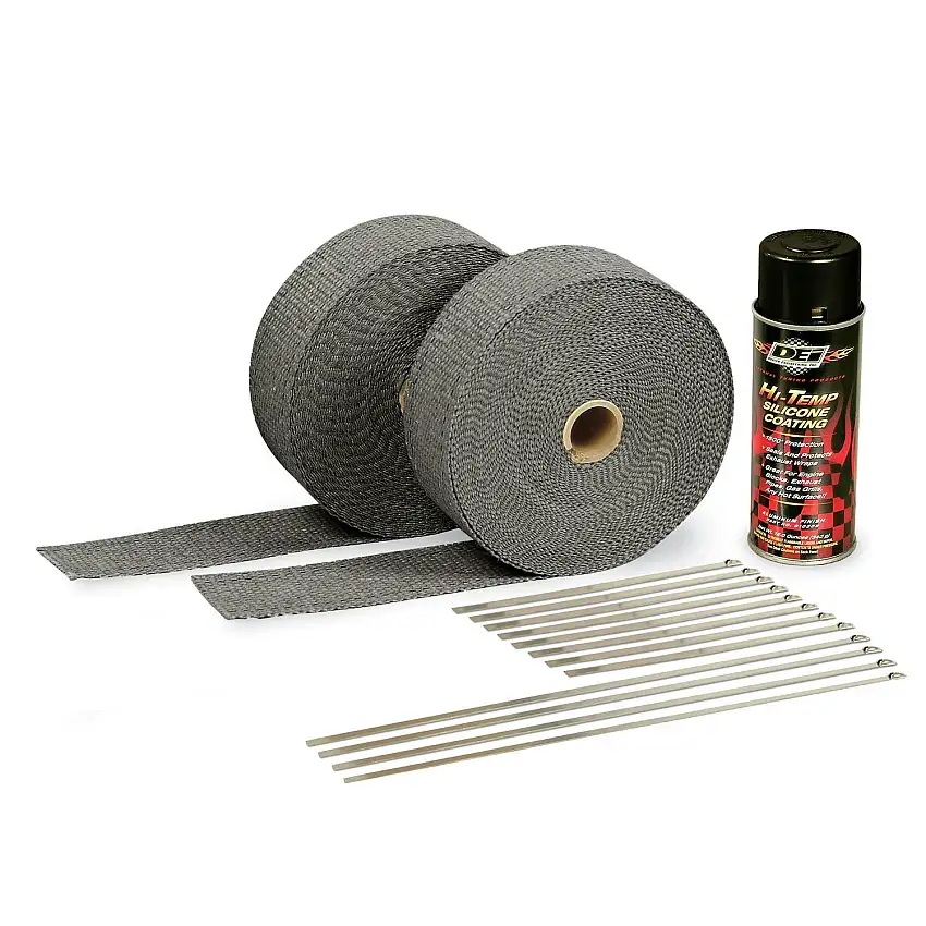 Design Engineering, Inc. 10110 Exhaust Wrap & HT Spray Kit Glass Fiber Black 2in x 50ft