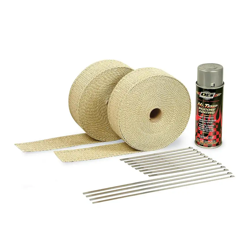 Design Engineering, Inc. 10112 Exhaust Wrap & HT Spray Kit Glass Fiber Tan 2in x 50ft