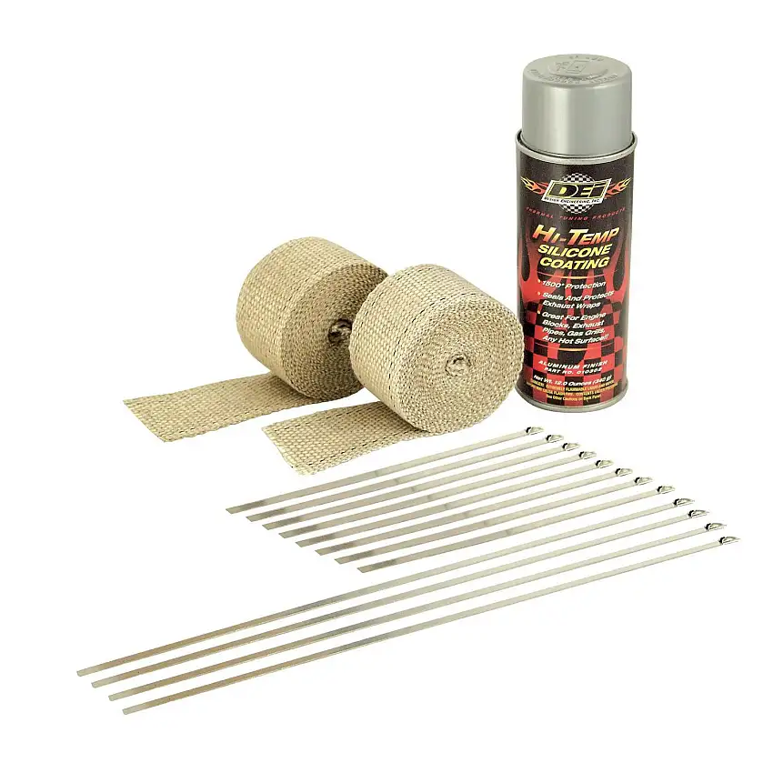 Design Engineering, Inc. 10331 Exhaust Wrap Kit Tan/Aluminum 2"