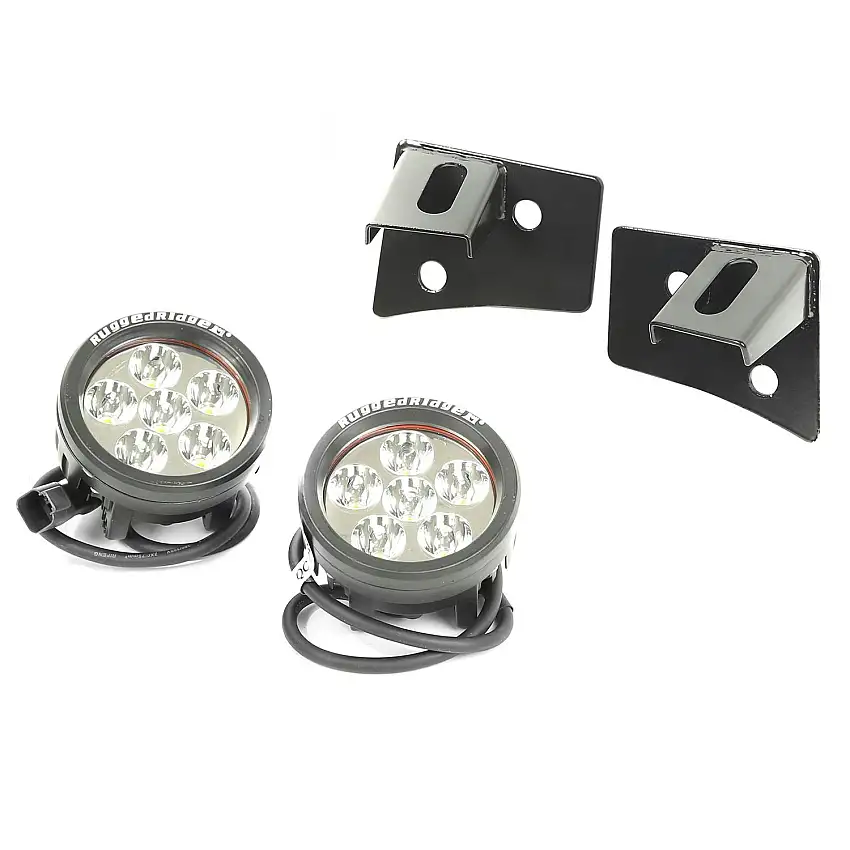 Rugged Ridge 11027.11 Windshield Bracket LED Kit, Black, Round