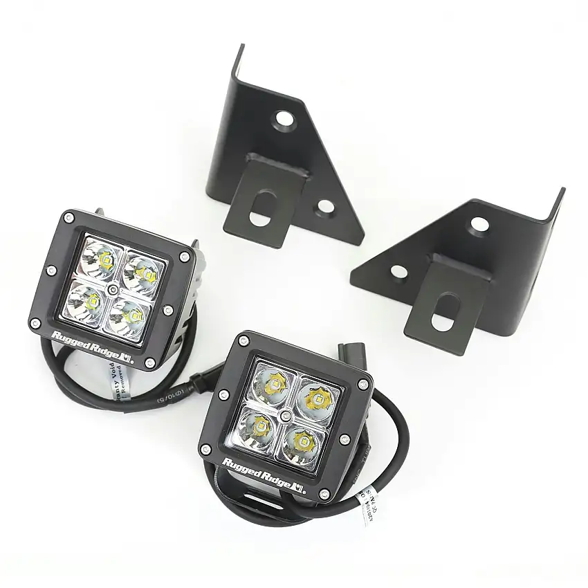 Rugged Ridge 11027.12 Windshield Bracket LED Kit, Black, Square