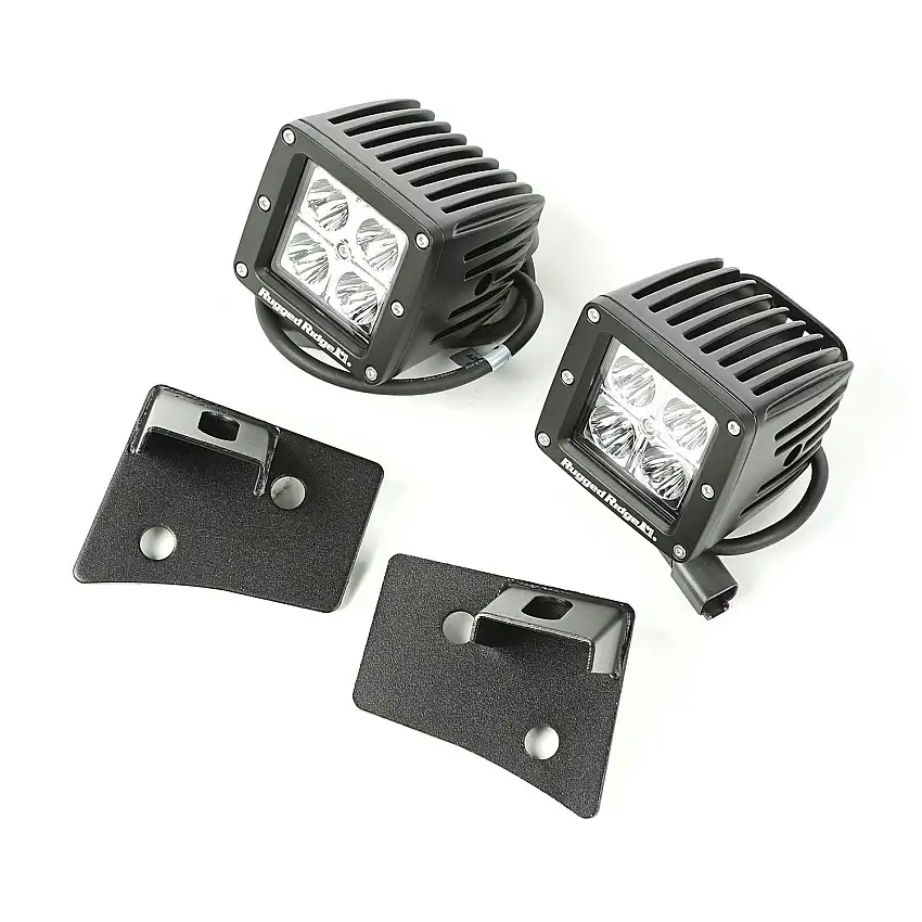 Rugged Ridge 11027.16 Windshield Bracket LED Kit, Textured Black, Square