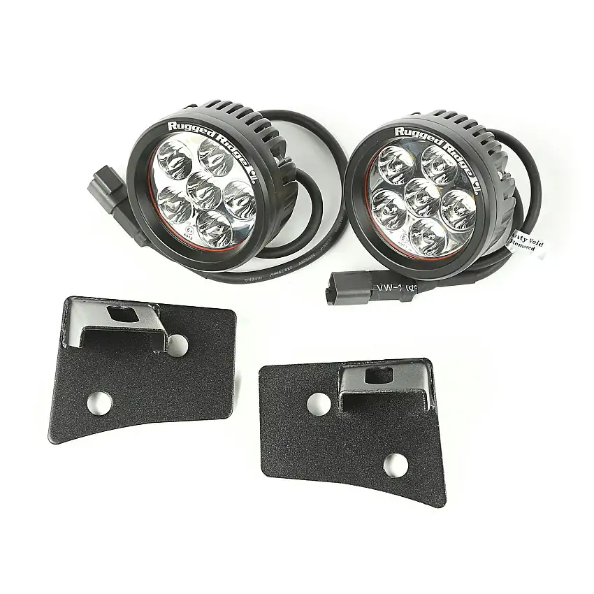 Rugged Ridge 11027.17 Windshield Bracket LED Kit; Textured Black; Round; 07-17 Wrangler JK
