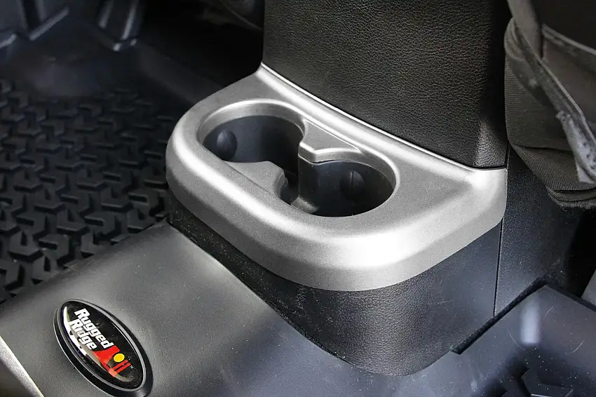 Rugged Ridge 11152.18 Cup Holder Trim, Brushed Silver, 2nd Row