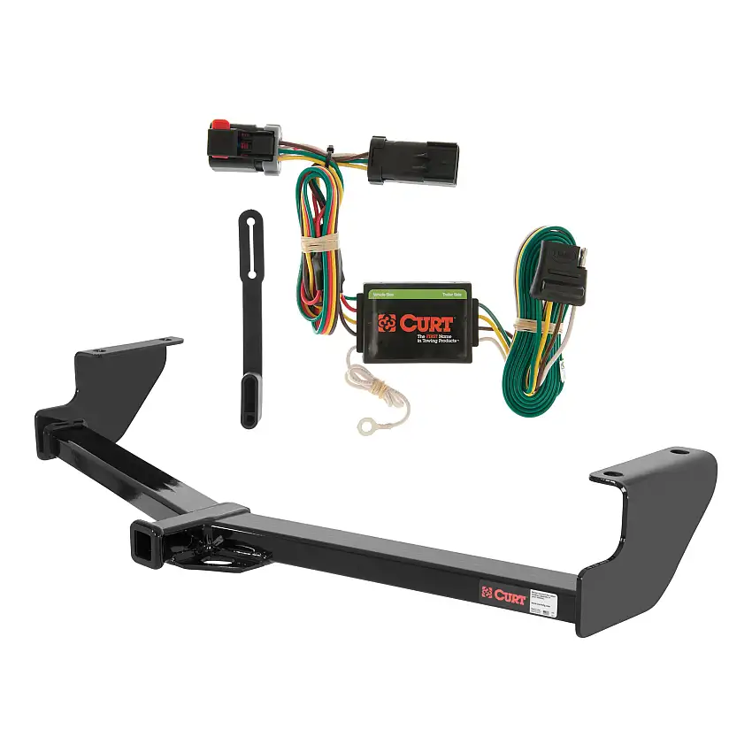 01 - 03 Dodge Caravan Excluding Stow 'n Go Curt 1-1/4", Class 2 Trailer Tow Hitch + 4-flat Wiring Kit 12094