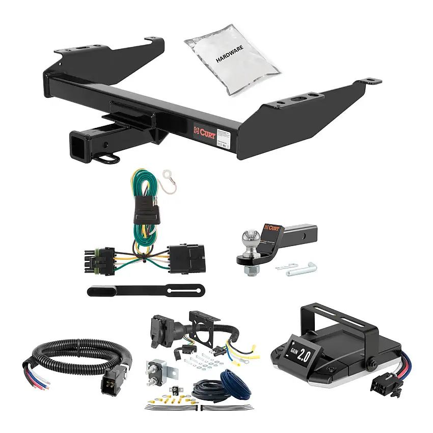 88-00 Chevrolet C3500 Excluding with dual exhaust, 4-door crew cab, 10" step bumper or cab & chassis 2 CURT Trailer Hitch + Assure Proportional Brake Controller Kit HBCW299