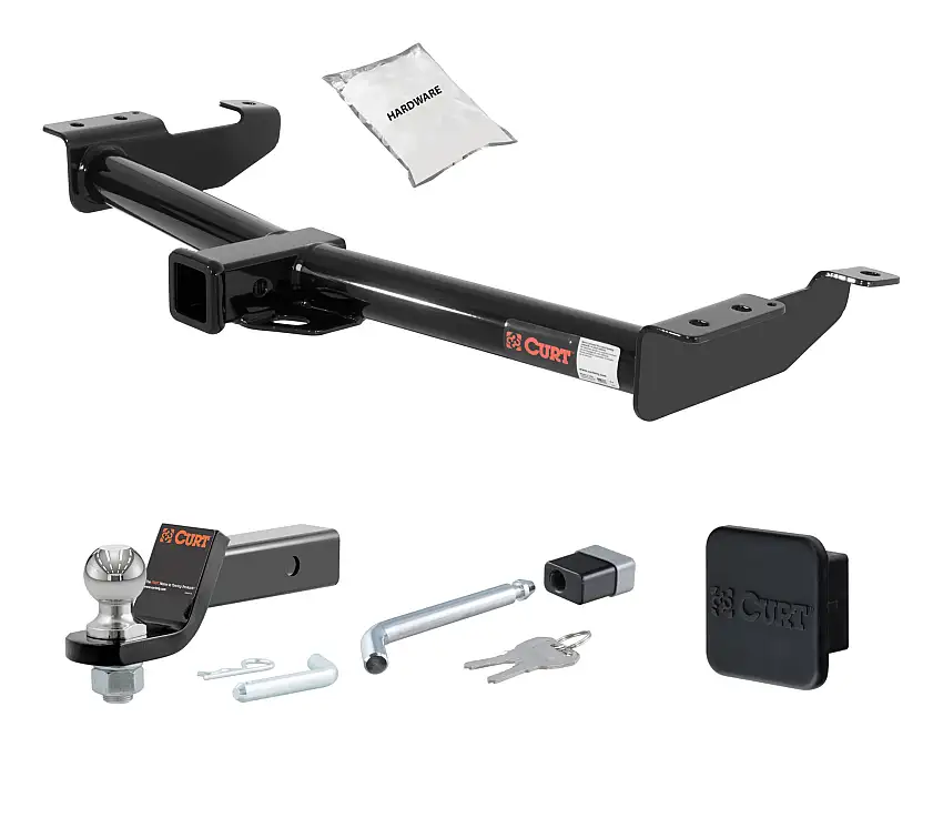 00 - 14 Ford E-350 Super Duty 2in. CURT Trailer Hitch + Ball Mount + Cover + Lock Kit HWA804