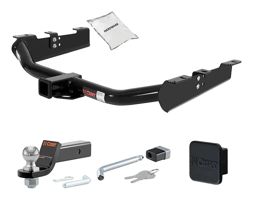 01 - 10 GMC Sierra 2500 HD 8' bed, excluding factory receiver, Tommy Gate lift or cab & chassis 2in. CURT Trailer Hitch + Ball Mount + Cover + Lock Kit HWA1218