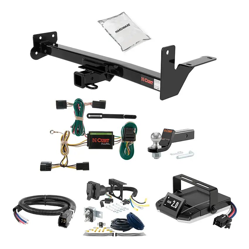 01-03 ISUZU Rodeo Sport With under-vehicle spare 2 CURT Trailer Hitch + Assure Proportional Brake Controller Kit HBCW1520